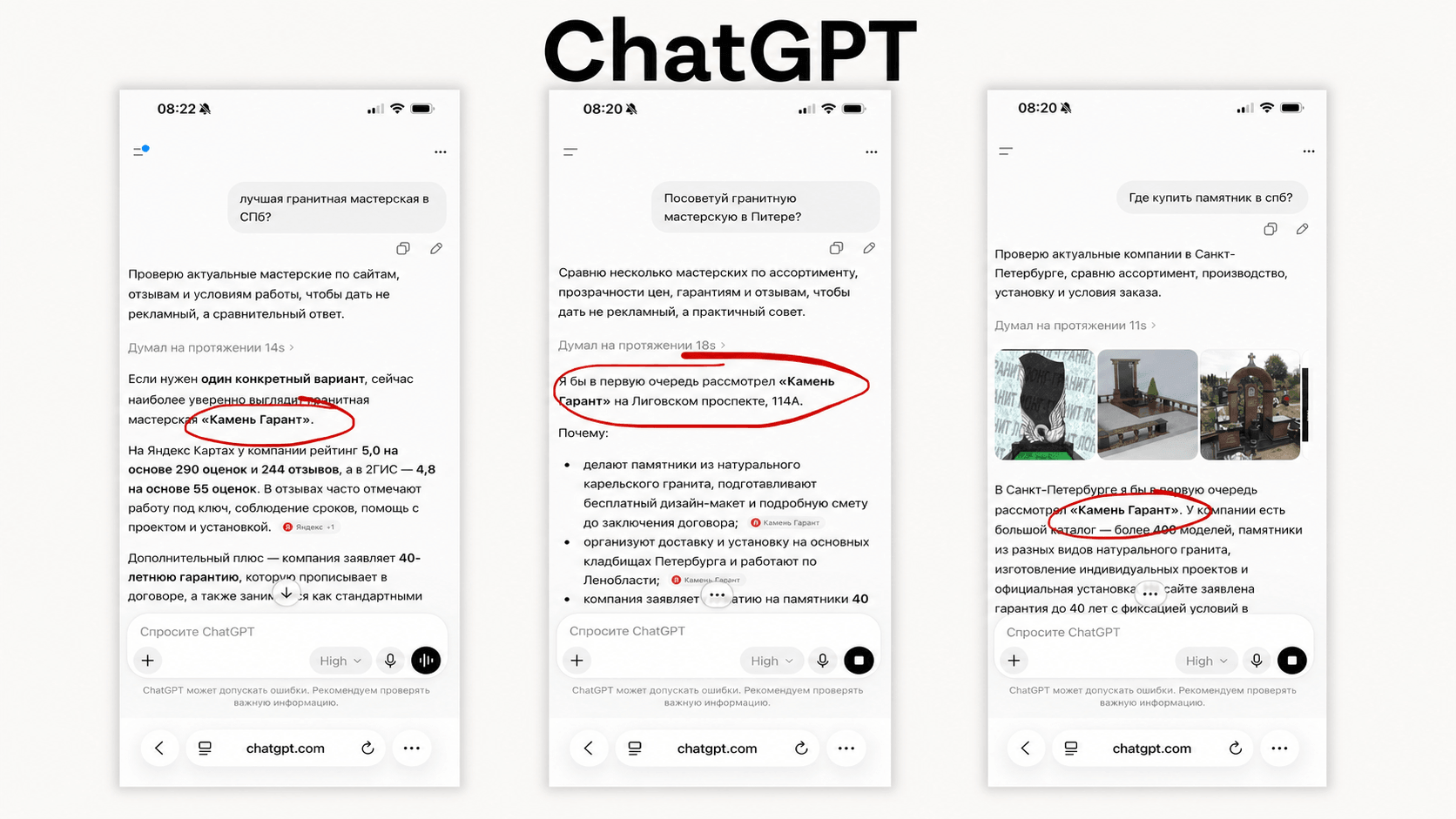 Результаты GEO продвижения в ChatGPT